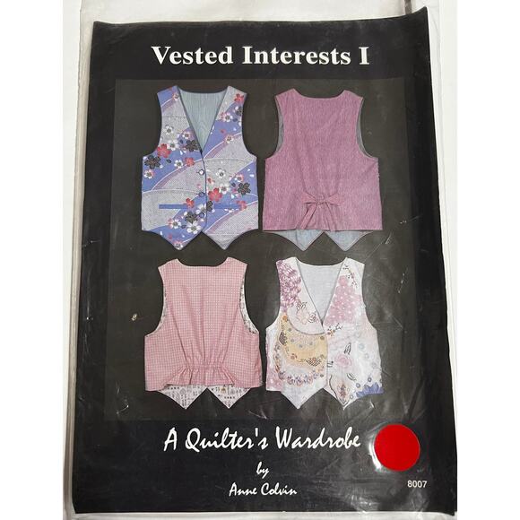 New A Quilters Wardrobe Vested Interests I #8007 Vest Patterns Small-Large - Picture 1 of 2